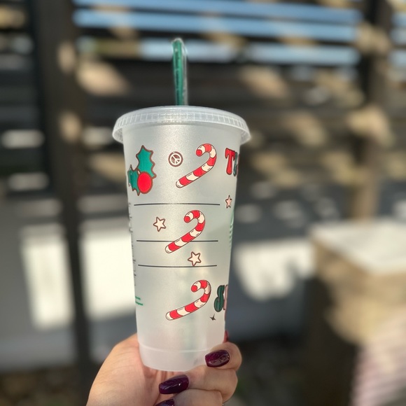 24 oz Starbucks plastic reusable cup-Christmas theme - Picture 2 of 3